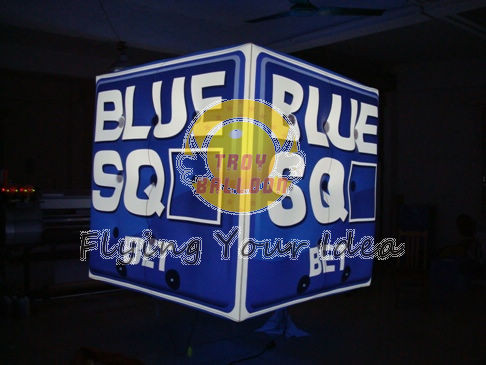  Blue Inflatable Advertising Lighting Cube Balloon with 1 pcs energy saving bulb for Parade Manufactures