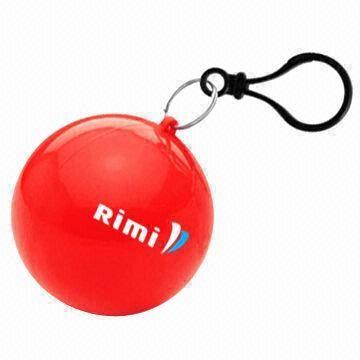  Ball Keychain with Emergency Rain Poncho, Red Manufactures
