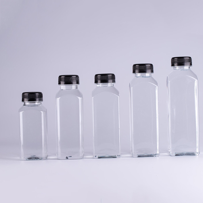 China PET 1 Liter 8 Oz Square Plastic Bottles BPA Free ODM Beverage Juice on sale