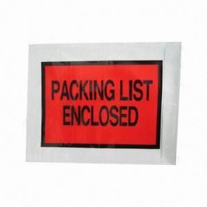 Self-adhesive packing list envelope, used for postal service