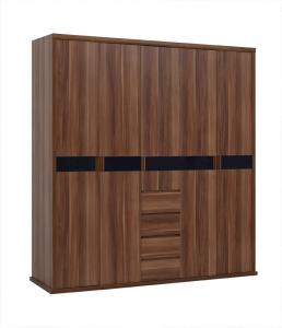  Luxury Aparment Bedroom Furniture by big pull out doors in wall Wardrobe in MDF melamine with walnut solid edged Manufactures