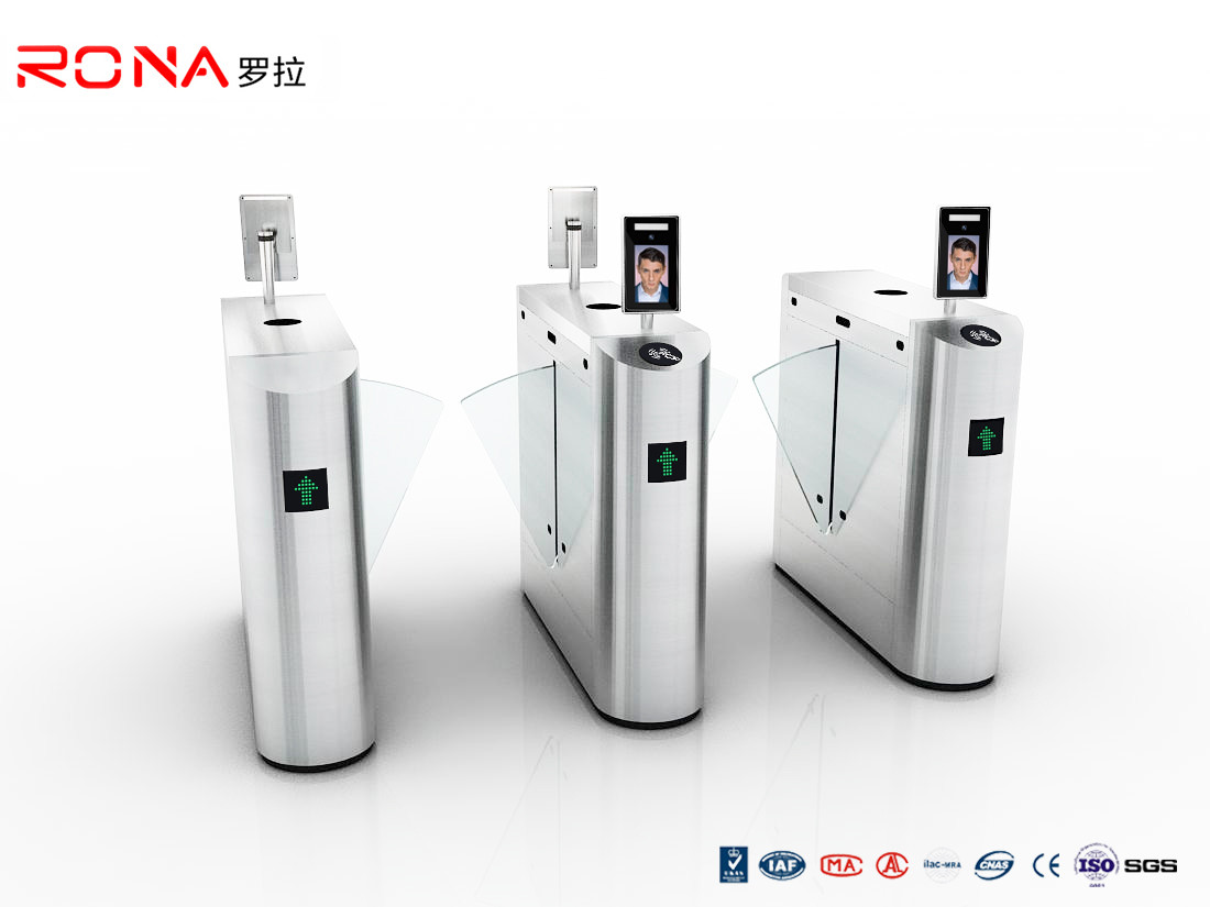  12VDC SUS 304 Flap Barrier Gate Turnstile R485 R232 With Face Recognition Manufactures