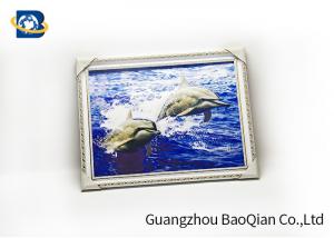  High Definition 3D Lenticular Dolphin Pictures With White PS Frame / Logo Manufactures