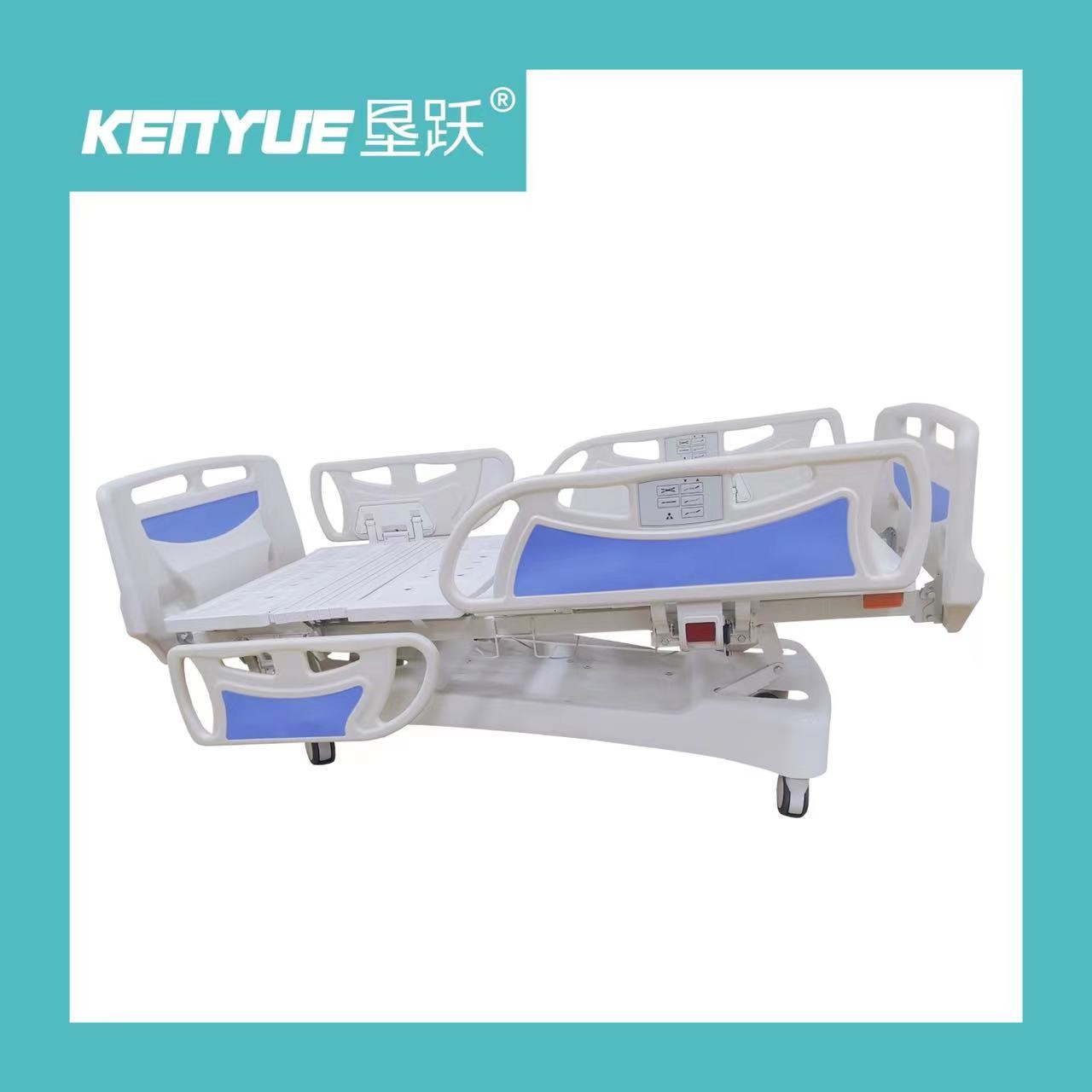  Adjustable Blue Electric Hospital Nursing Bed 770mm Five Function With Cover Manufactures