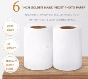 China Golden Mark 6 inch 152mm 50m 240g Waterproof RC Glossy dx100 Roll Inkjet Photo Paper for Fuji Dry Printer on sale