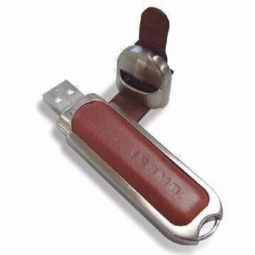  USB Flash Drive with Leather Housing and Anti-shock Design, Measures 85.2 x 24 x 16.6mm Manufactures