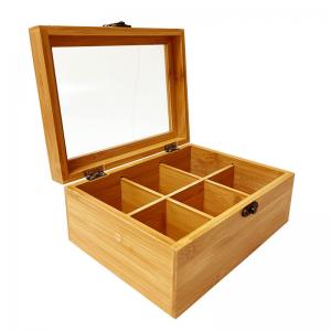 China Household 24x16x9cm Bamboo Tea Storage Box Wooden With Lid on sale