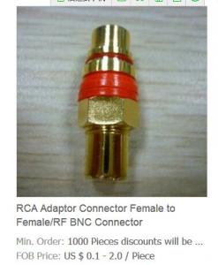 China RCA Adaptor Connector Female to Female/RF BNC Connector on sale