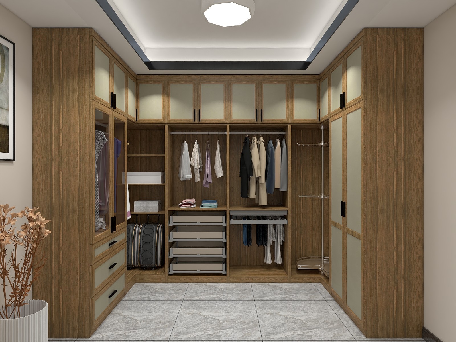 China Walk In Closet Custom Size Made For Wardrobe Cabinet Of Melamine Board Modern Design Space Saving Bespoke Furniture on sale