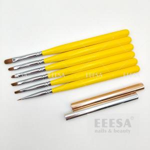  Factory Custom Logo Yellow Wooden Mini Paint Slant Oval Flat Nail Art Gel Brush Manufactures