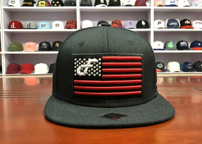  Customized Design black embroidery national flag special plastic buckle eagle Logo Sports Snapback Hats Caps Manufactures