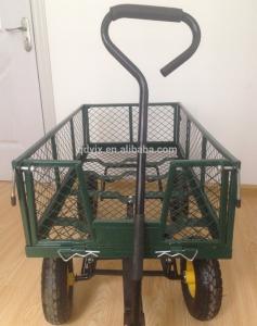 China Heavy Duty 75L Garden Mesh Cart Wheelbarrow Steel Mesh Garden Cart 4 Wheel on sale