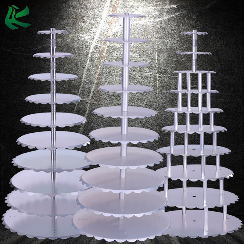 China Aluminum Alloy 10 Tiers Wedding Cake Display Tower, Round Cupcake Stand Tower For Party Large Event on sale