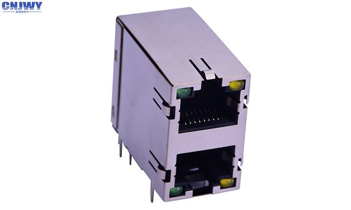 High Standard Rj45 Network Connector Double Layer With LED Lamp Custom