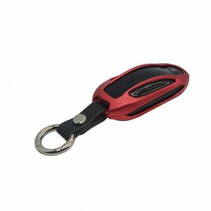  topfit Premium Aluminum Metal Car Key Case Shell Cover with Key Chain for Tesla (Red, Model X) Manufactures