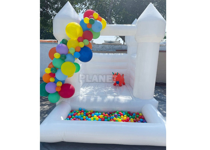  PVC Inflatable Small White Bouncy Toddlers Bounce Castle House With Ball Pool For Event Manufactures