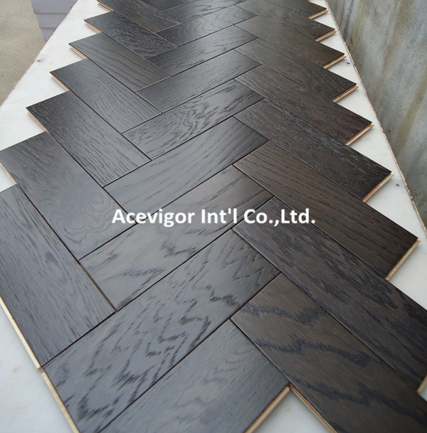  White Oak Parquet Herringbone (stained wenge color) Manufactures
