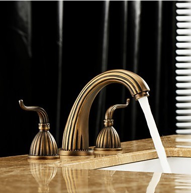 China FM-1302-09 Traditional Antique Brass Bathroom Water Tap (Two Handles) on sale