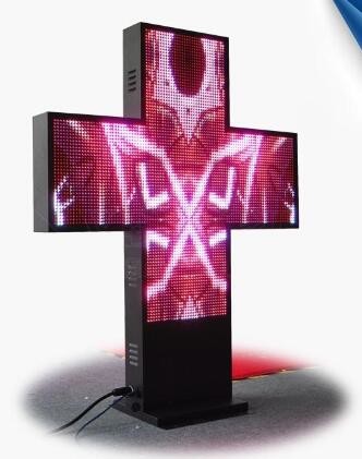 China Hospital /Church use Text / Animation Outdoor LED Pharmacy Cross Display , P 10 Full Color LED Cross Display on sale