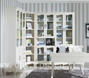 China European style home office furniture, combined corner bookcase with doors on sale