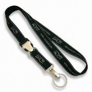  Dual Reflective Yarn Satin Woven Lanyard with Matte Nickel-plated Egg Hook Manufactures