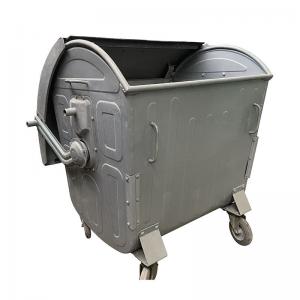 China 1100l 1100liter Street Outdoor Large Trash Waste Metal Galvanized Stainless Steel Garbage Can With Wheels on sale