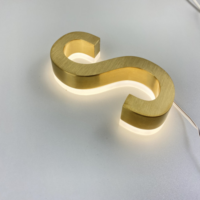 Buy cheap Brush Ss 3d Letter Signgold Backlit Logo Light Up 20mm from wholesalers