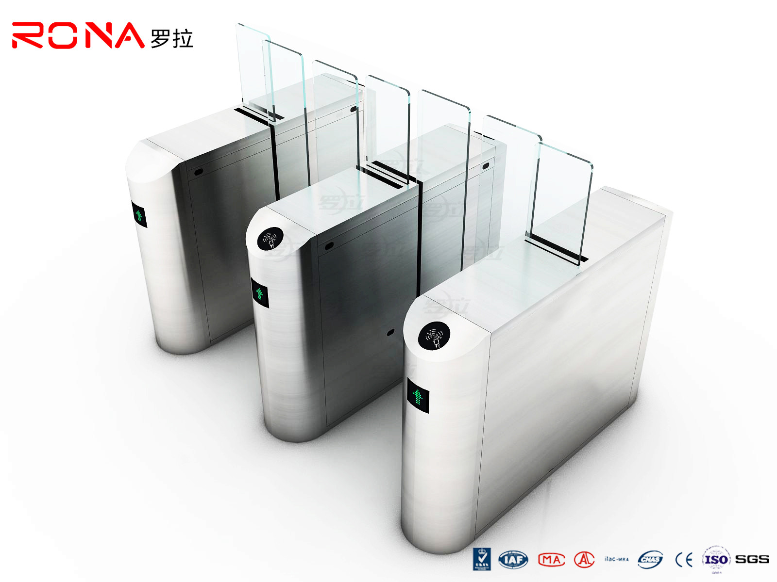 Electronic Security Sliding Turnstile Gate Full Height SUS304 Material RFID Card Reader Manufactures