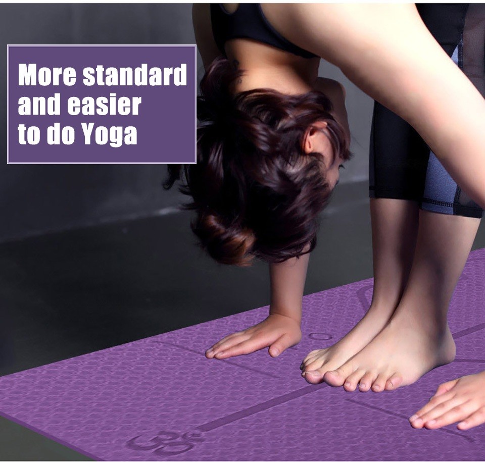 Beginner Fitness Yoga Mat TPE Yoga Mat Non Slip Gym Fitness Mat With Position Line