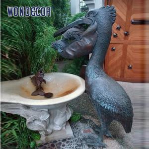 China Outdoor Garden Water Fountain Sculpture Bronze Animal Pelican Decoration on sale