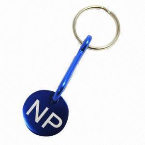  Aluminum Hook Coin Keychains, Comes in Blue, Logo by Laser-engraving Manufactures
