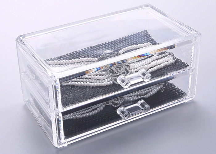  Two Drawers Jewellery Organizer Box Plastic Crystal PS 198 x 102 x 93mm Manufactures