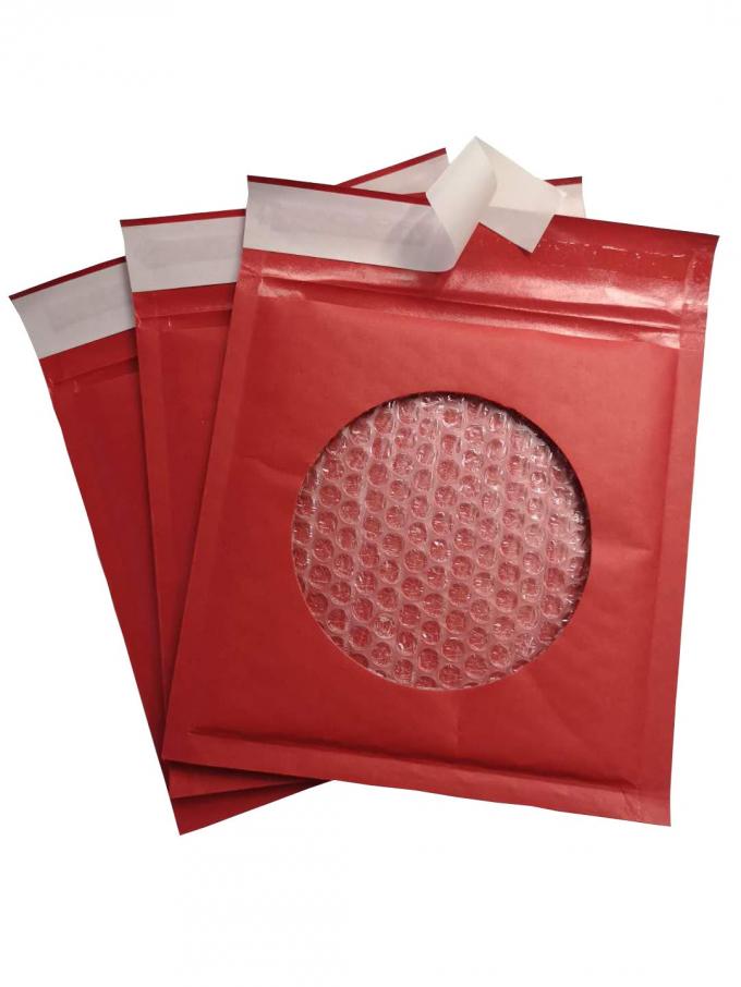 Eco-friendly Red Kraft Padded Mailing Envelopes , Recyclable Shipping Bubble Mailers Self Adhesive Closure 0