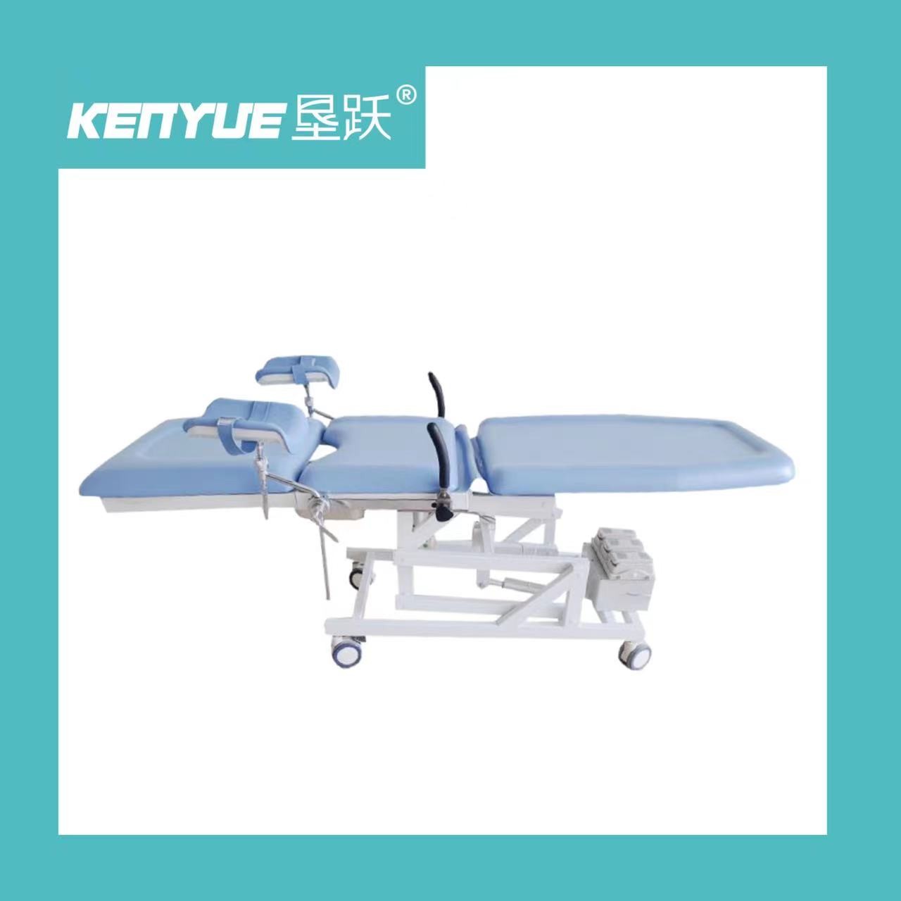  Bule Color Electric 3 Fcuntion Delivery Bed 90cm Metal Multifunction Gynecological Table Manufactures