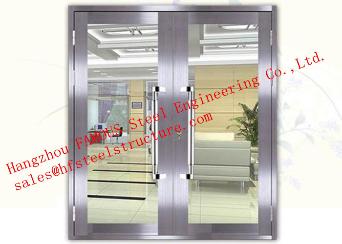 China Galvanized Steel Fireproof Glass Fire Rated Double Doors For Shopping Mall on sale