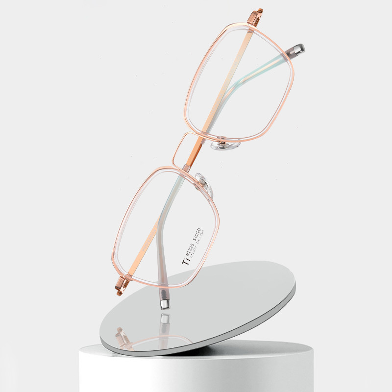  Acetate Titanium Rectangular Rimmed Glasses CE With Interchangeable Lenses Manufactures
