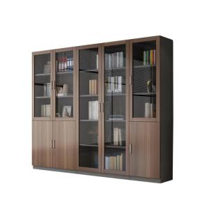 China Dark Brown Glass Door File Cabinet 6 Door CEO Large Wood Filing Cabinet on sale