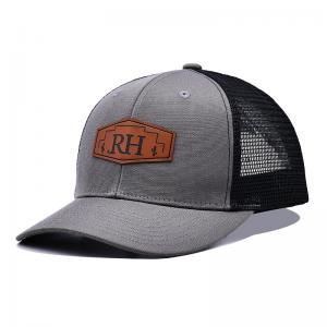  Customizable Cotton-Front Trucker Cap with Sweatband Custom Lether Patch Manufactures