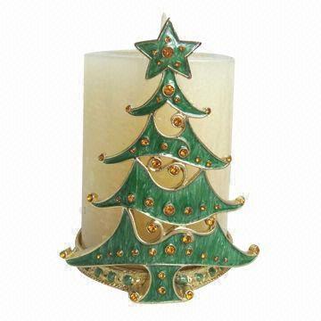 China Christmas Tree Decoration Candle Holder, Golden Color on sale
