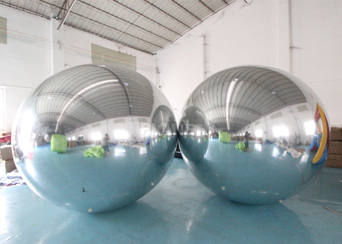  Double Layer PVC Silver Hanging Inflatable Floating Advertising Mirror Sphere Ball For Christmas Stage Decoration Manufactures