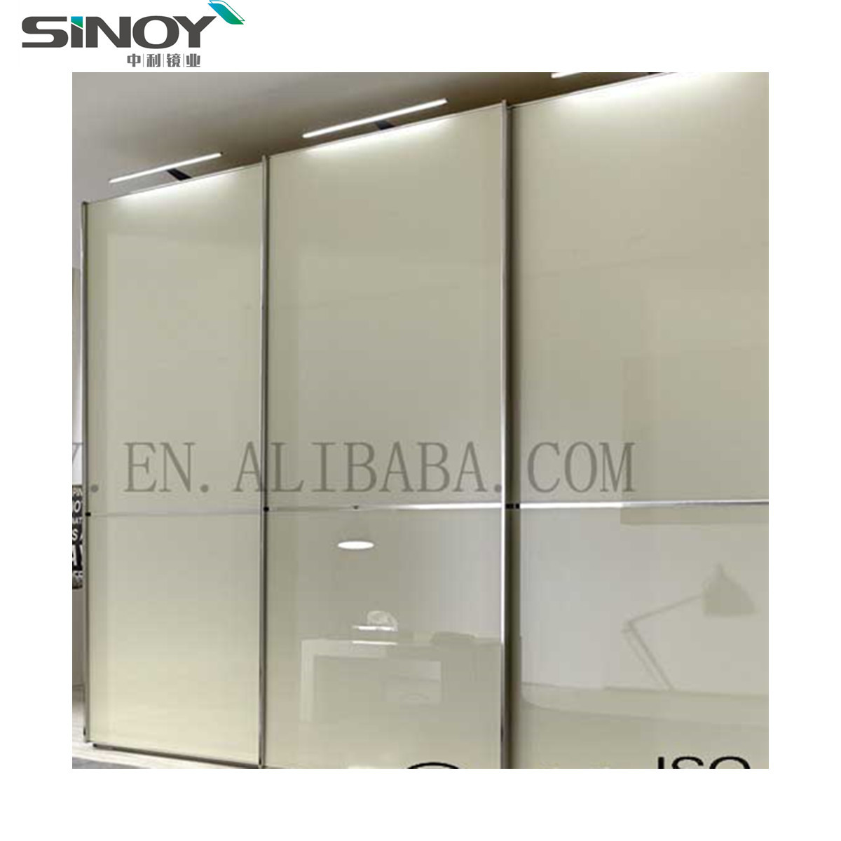 China 2019 New Fashion White Lacquered Glass Wardrobe Sliding Door For Furniture Deco on sale