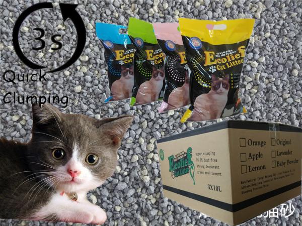 Quality meipeng ecolief 6L and 10L clumping cat sand  100% bentonite for sale