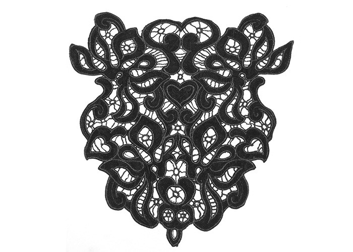 China Black Big Size Back Velvet Polyester Thread Crochet Collar Free Pattern Geometric Shape on sale