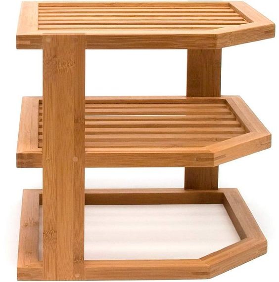 China Durable Bamboo Corner Shelf Unit , Lipper Bamboo 3 Tier Shelf For Dish on sale