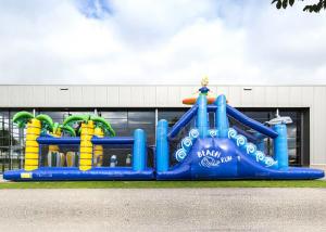  Giant Crazy Inflatable Obstacle Race Blue Color For Kids And Adults Manufactures