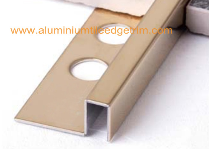  Gold Mirror Stainless Steel Tile Trim 12mm , Stainless Steel Square Edge Tile Trim Manufactures