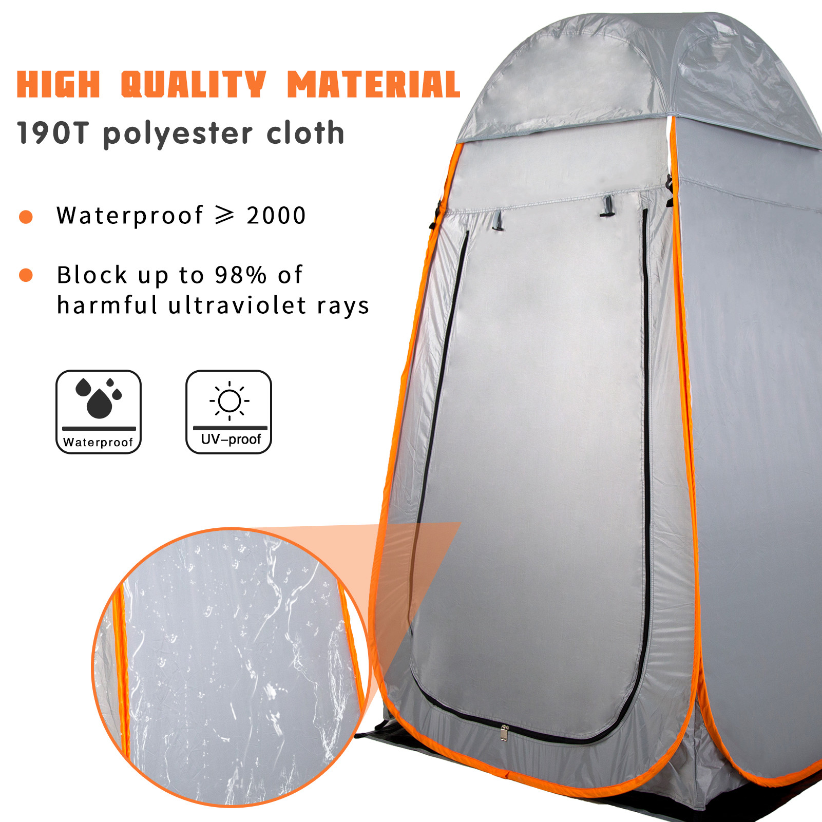  Waterproof Hiking Pop Up Toilet Shelter With Removable Floor Manufactures