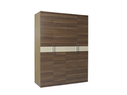  Walnut color Wardrobe armoires in four open doors and shelves for residence home Whole project furniture Manufactures