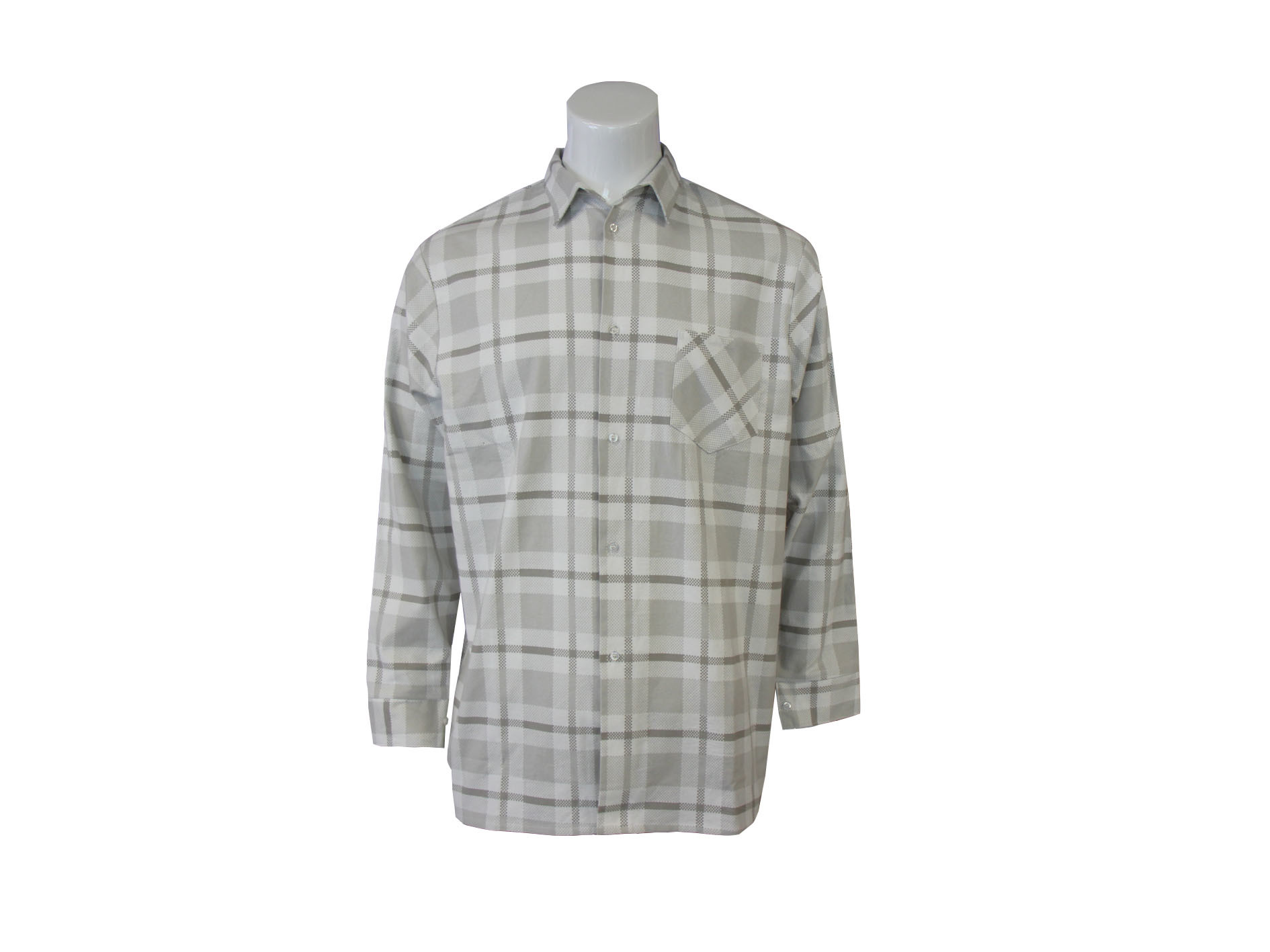 China 180G 100% Cotton Flannel Checked Shirt Off White & Gray Color on sale