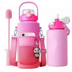 China 2 Gallon 64oz Insulated Stainless Steel Water Bottles Jug With Straw on sale